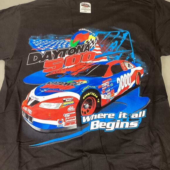 Vintage Mens Large Daytona 500 NASCAR February 2000 Double-Sided Graphic T-shirt - Picture 2 of 7